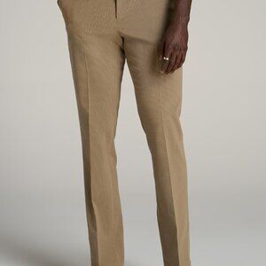 American Tall Garment Washed Stretch Chino Suit Pants for Tall Men in Desert Kha